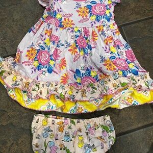 Matilda Jane Pink and Yellow Floral Dress with Diaper Cover